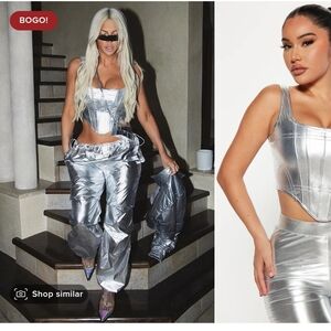 Zenon Metallic Corset Top Fashion Nova